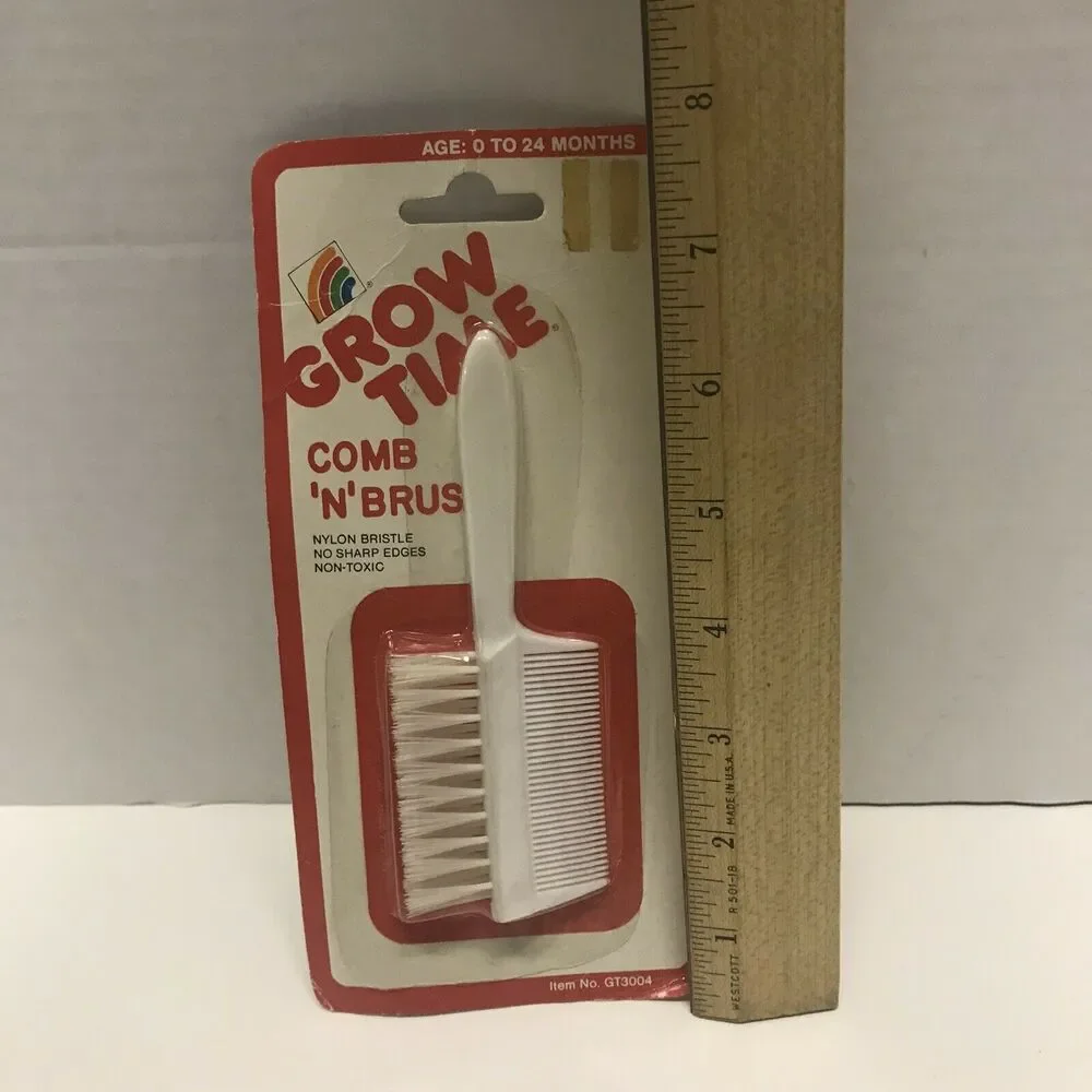 Vintage New Grow Time baby brush and comb NIP NOS 1980s Prop
